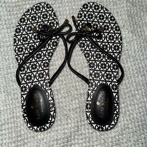 kate spade Black and White Patterned Bow Sandals